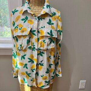 NWOT Lemon Print Papillon Blouse, Size Small